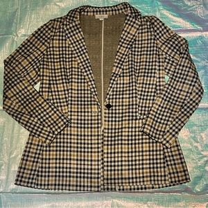 ANN TAYLOR LOFT BLACK BEIGE BROWN BLAZER SIZE 6